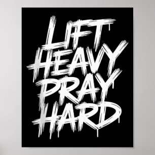 Lift Heavy Pray Hard Gym Christian Gift Jesus Fait Poster