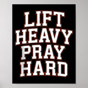 Lift Heavy Pray Hard Gym Christian Gift Jesus Fait Poster