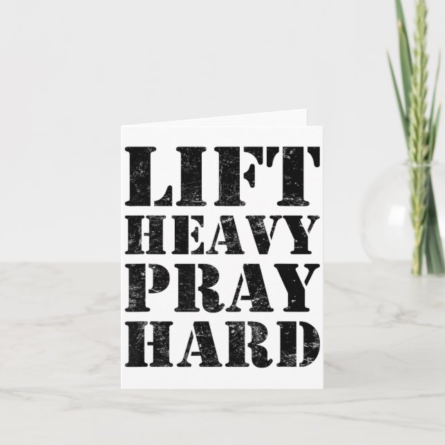 Lift Heavy Pray Hard Gym Christian Quote  Card (Front)