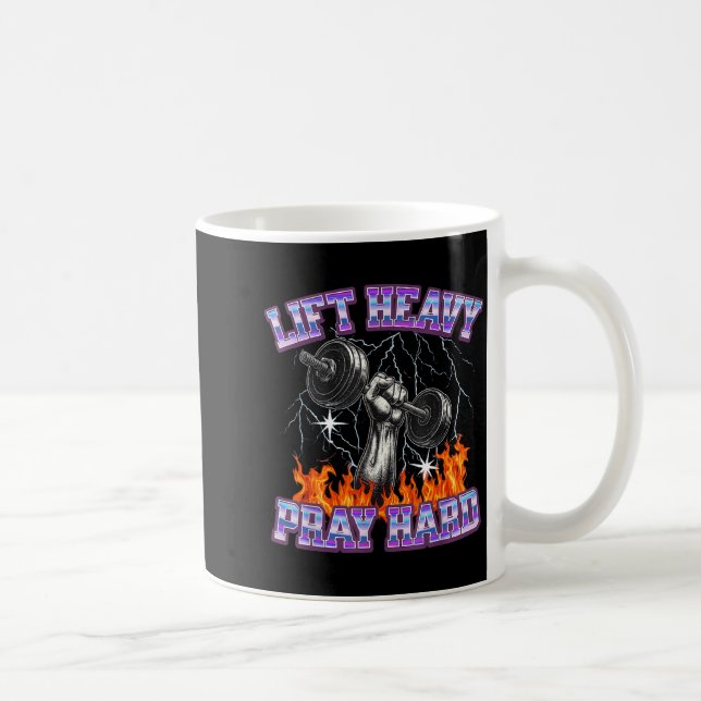 Lift Heavy Pray Hard Gym Christian Workout Men Wom Coffee Mug (Right)