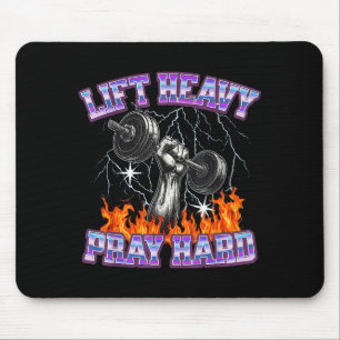 Lift Heavy Pray Hard Gym Christian Workout Men Wom Mouse Pad