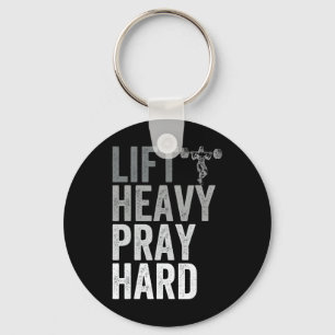 Lift Heavy Pray Hard Gym Jesus Christian Faith Wom Key Ring