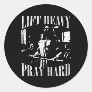 Lift Heavy Pray Hard Gym Jesus Christian For Chris Classic Round Sticker