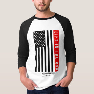 LIFT IN THE USA- unisex 3/4 sleeve BASEBALL T T-Shirt