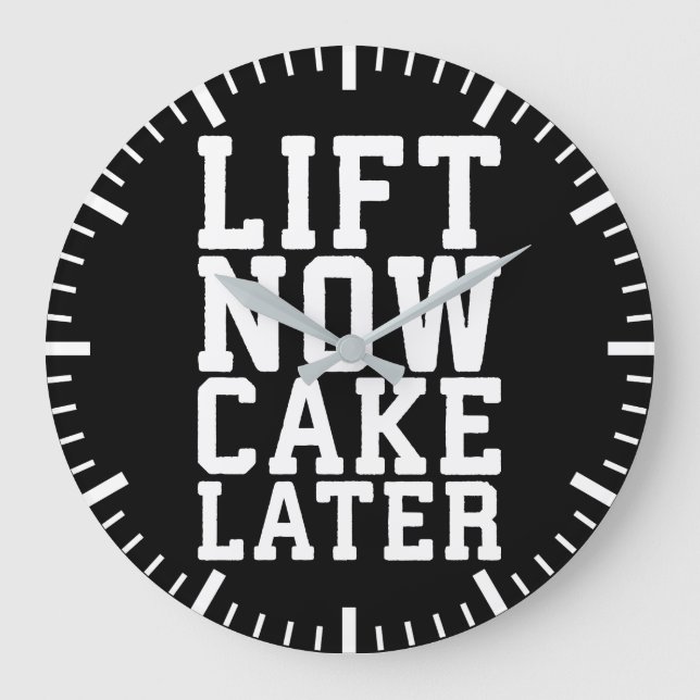 Lift Now, Cake Later - Carbs - Funny Workout Large Clock (Front)