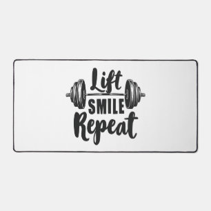 Lift Smile Repeat Gym Motivation Weightlifting Str Desk Mat