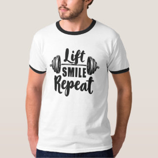 Lift Smile Repeat Gym Motivation Weightlifting Str T-Shirt