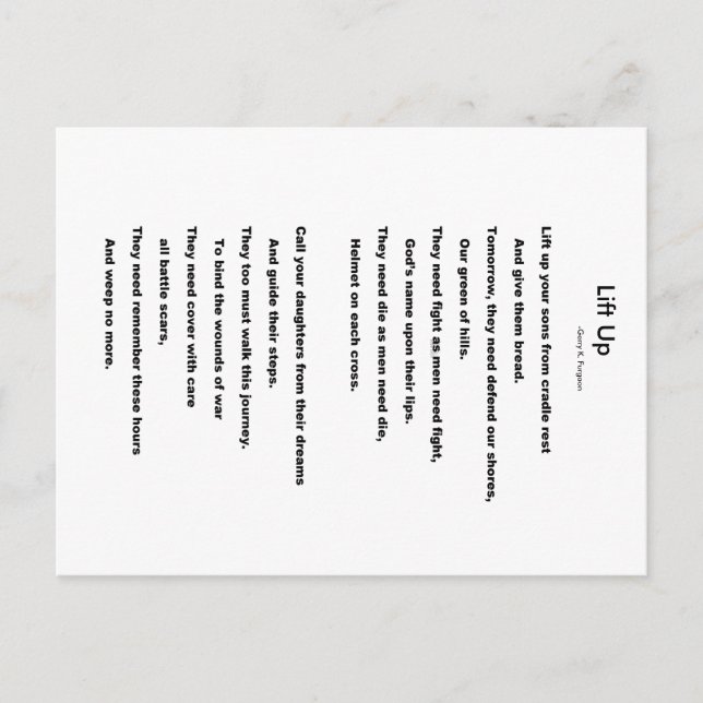 LIFT UP  POSTCARD (Front)