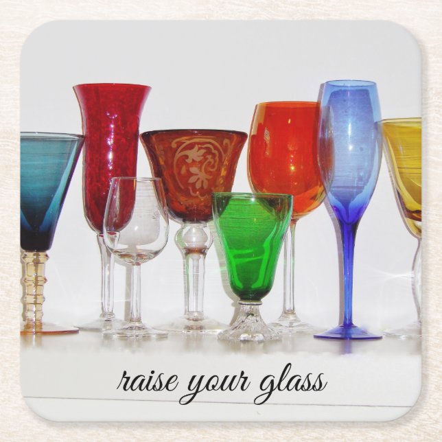 Lift Your Glass Square Paper Coaster (Front)