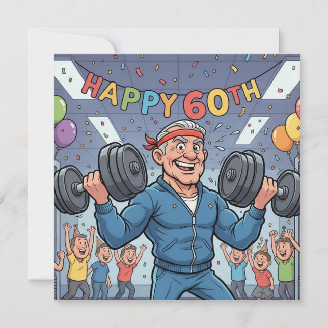 Lifting Dumbbell 60th funny birthday cards (Front)