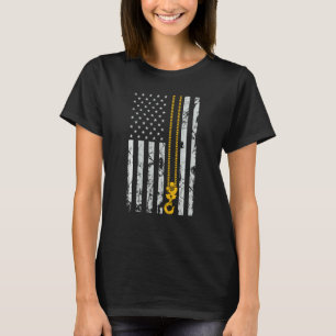 Lifting Hook Thin American Flag Crane Operator T-Shirt