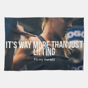 Lifting Is My Therapy - Women's Gym Workout Tea Towel