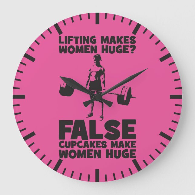 Lifting Makes Women Huge? False. Cupakes Do Large Clock (Front)
