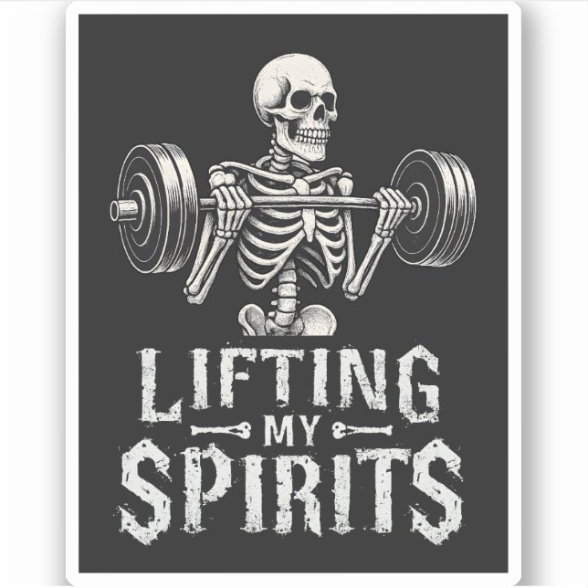 Lifting My Spirits Bodybuilding Skeleton Funny Gym (Front)