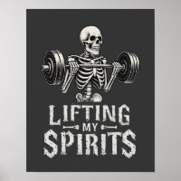 Lifting My Spirits Bodybuilding Skeleton Funny Gym