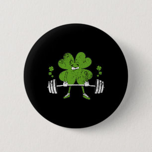 Lifting Shamrock St Patricks Day Fitness Gym Worko 6 Cm Round Badge