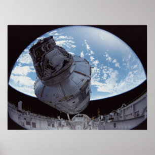Lifting Unity Module from Shuttle Endeavour Poster