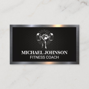 Lifting weight   Fitness   Metal Border Business Card