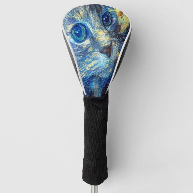Ligh Blue Cat Golf Head Cover (Front)
