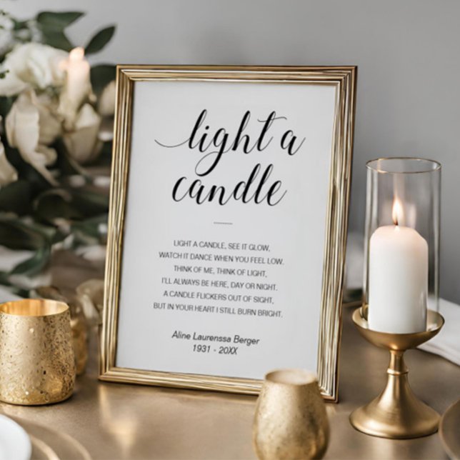 Light A Candle Elegant Funeral Poem with Name Poster (Creator Uploaded)