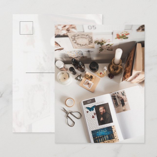 Light Academia Art Journaling Aesthetic Postcard (Front/Back)