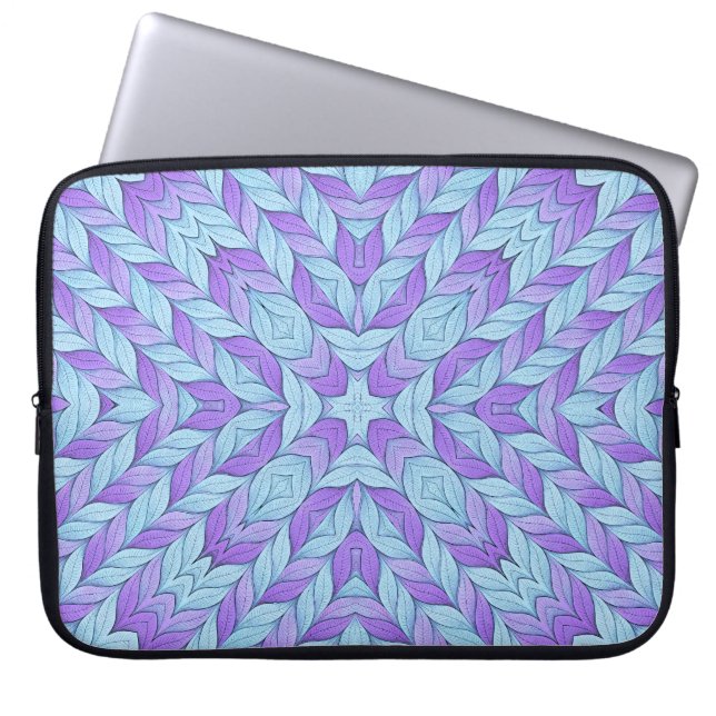 Light Amethyst and Pale Aqua Pattern Laptop Sleeve (Front)