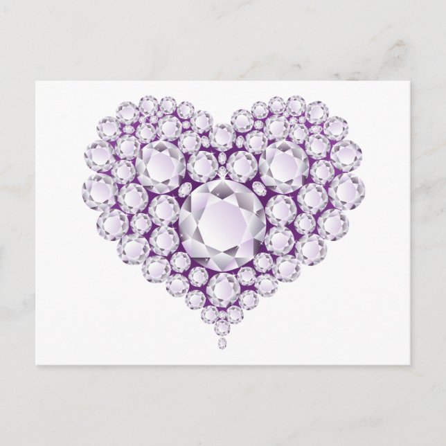 Light Amethyst Heart Gems Postcard (Front)
