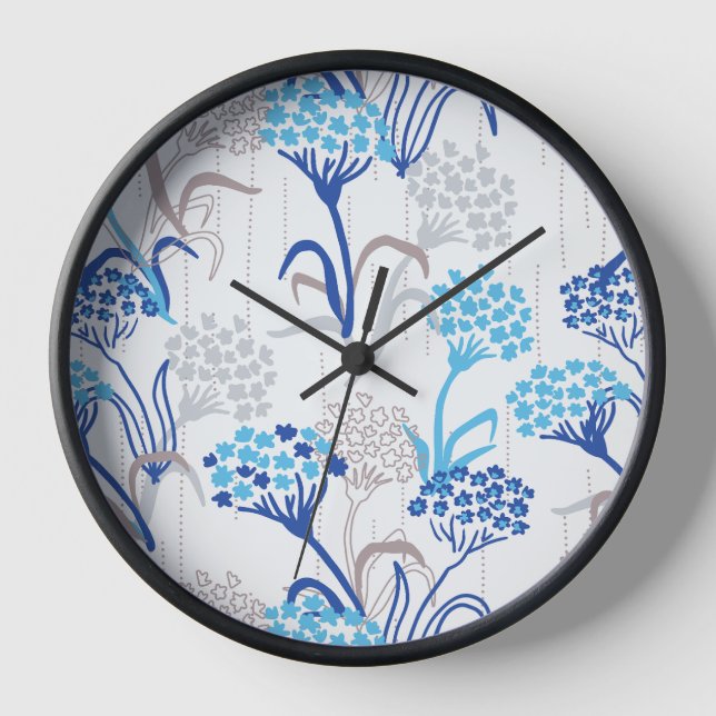 Light and Airy Hydrangea Floral Pattern Clock (Front)