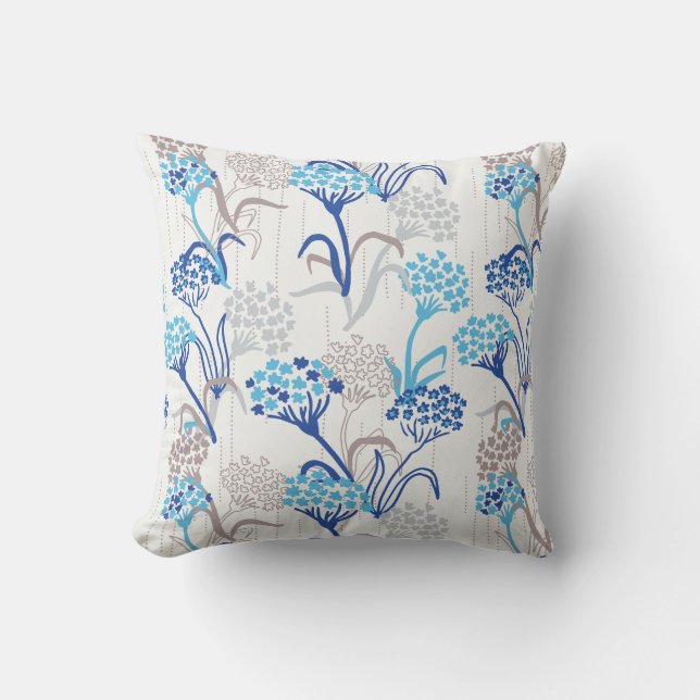 Light and Airy Hydrangea Floral Pattern Cushion (Front)