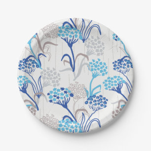 Light and Airy Hydrangea Floral Pattern Paper Plate