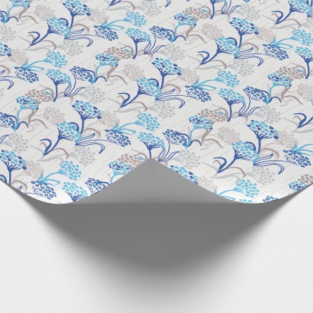 Light and Airy Hydrangea Floral Pattern Wrapping Paper (Corner)