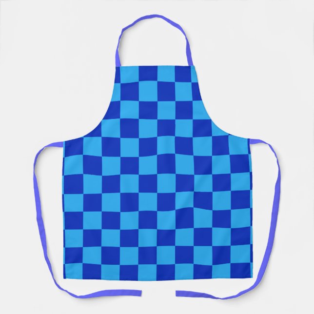 Light and Dark Blue Chequered Design  Apron (Front)