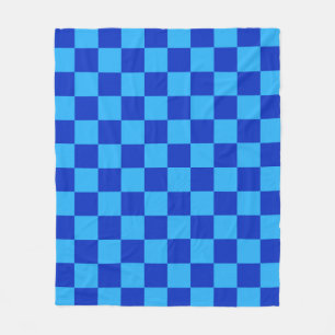 Light and Dark Blue Chequered Design Fleece Blanket