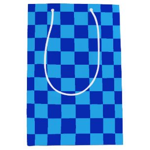 Light and Dark Blue Chequered Design  Medium Gift Bag