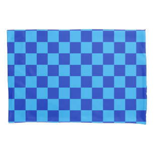 Light and Dark Blue Chequered Design  Pillowcase