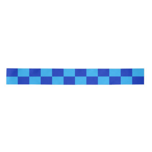 Light and Dark Blue Chequered Design  Satin Ribbon