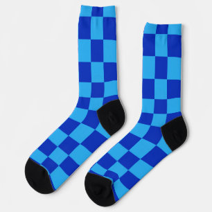 Light and Dark Blue Chequered Design  Socks