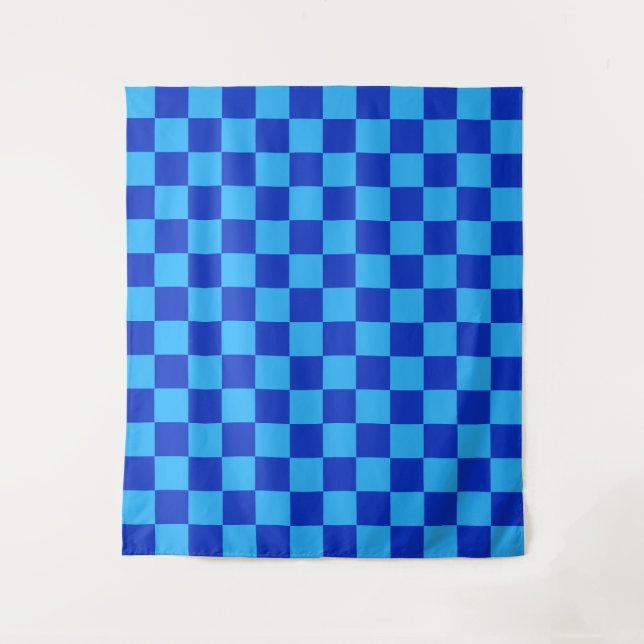 Light and Dark Blue Chequered Design  Tapestry (Front)