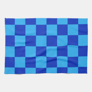 Light and Dark Blue Chequered Design Tea Towel