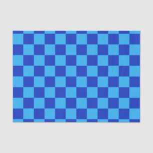 Light and Dark Blue Chequered Design  Tissue Paper