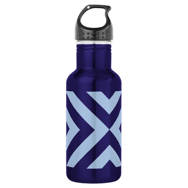 Light and Dark Blue Chevrons 532 Ml Water Bottle (Front)