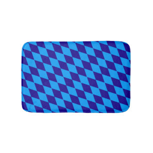 Light and Dark Blue Harlequin Diamonds Checkers Bath Mat