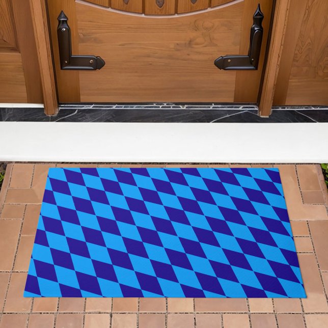 Light and Dark Blue Harlequin Diamonds Checkers  Doormat (Creator Uploaded)