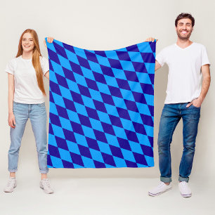 Light and Dark Blue Harlequin Diamonds Checkers  Fleece Blanket