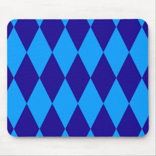 Light and Dark Blue Harlequin Diamonds Checkers  Mouse Pad