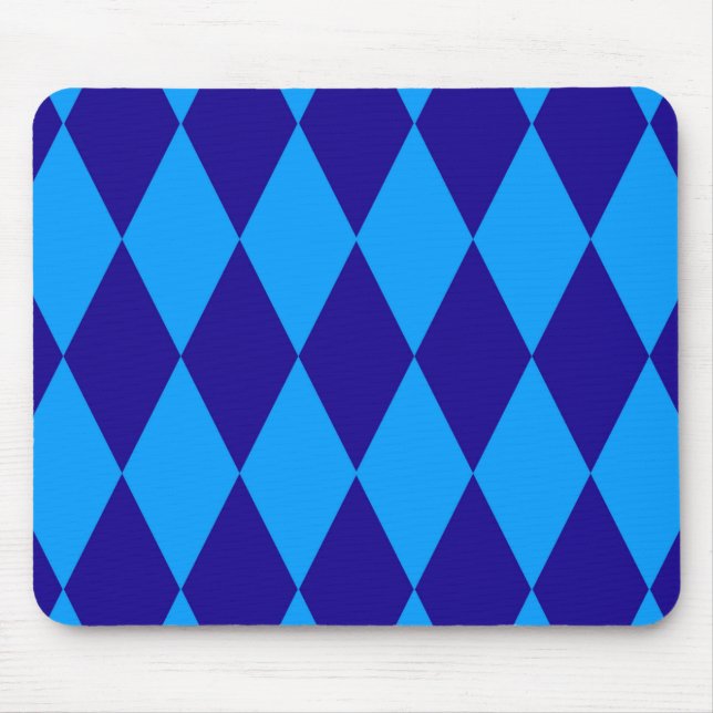 Light and Dark Blue Harlequin Diamonds Checkers  Mouse Pad (Front)