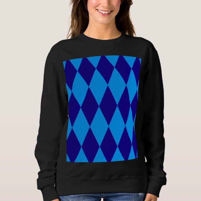 Light and Dark Blue Harlequin Diamonds Checkers  Sweatshirt (Front)