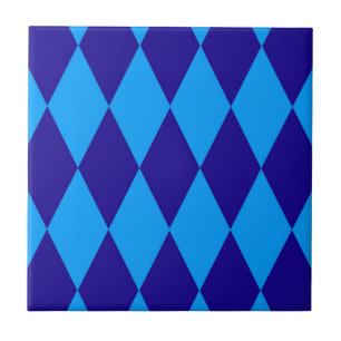 Light and Dark Blue Harlequin Diamonds Checkers Tile