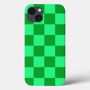 Light and Dark Green Chequered Design iPhone 13 Case