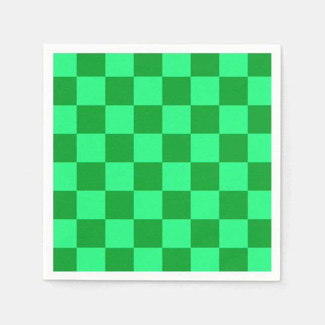 Light and Dark Green Chequered Design  Napkin (Front)